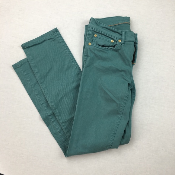 Tory Burch Sz 28 Ivy Super Skinny jeans teal pants - Picture 7 of 8